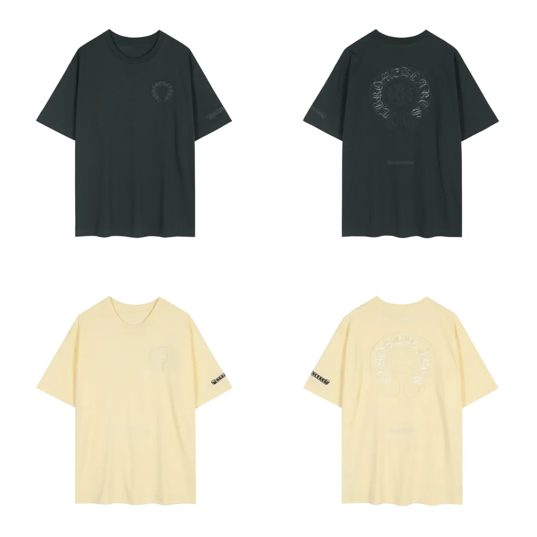 P150 Chrome Hearts Chrome Hearts Embroidered Short Sleeve Size: SMLXL Color: Apricot Gray